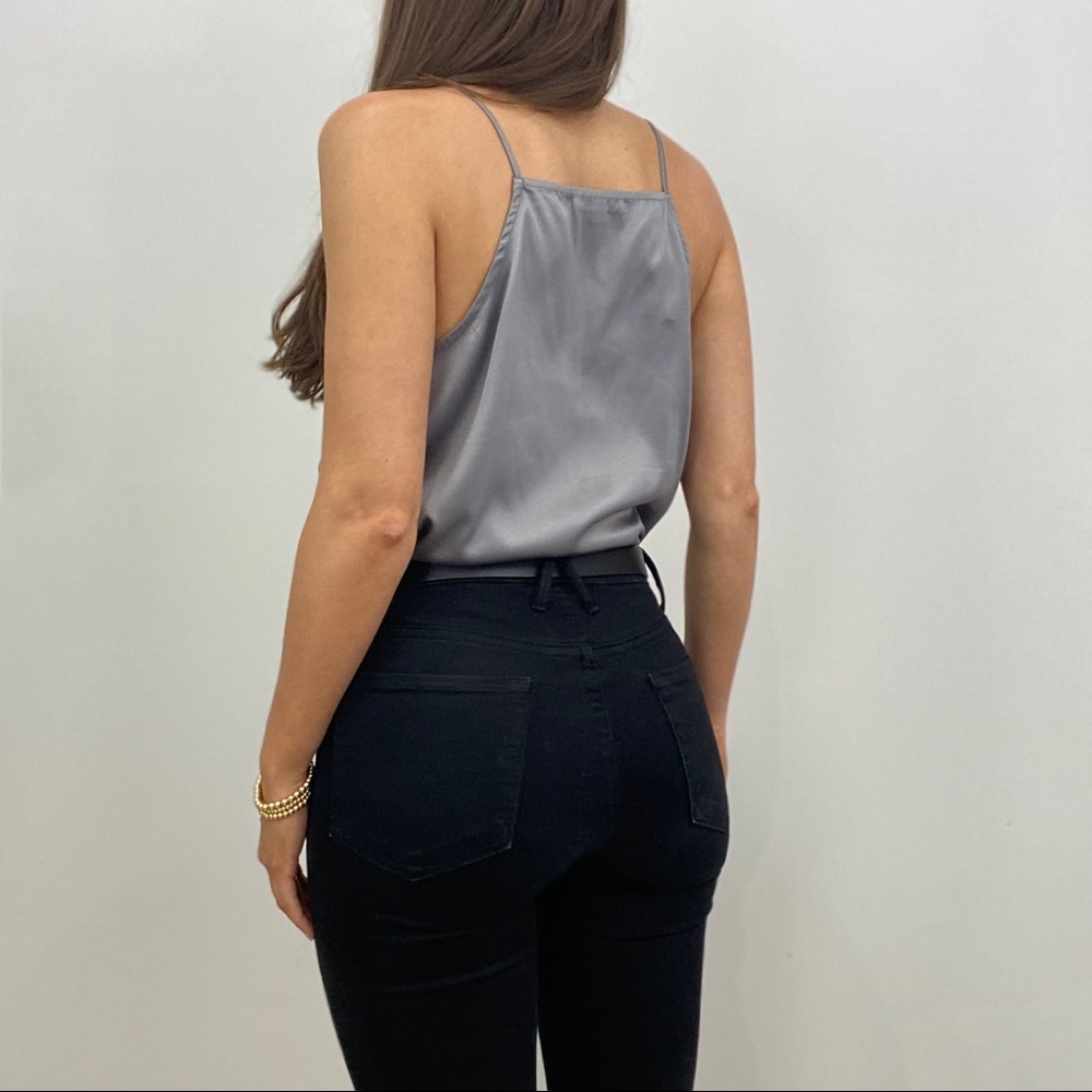 Satin Lace Trimmed V-Neck Cami - Picture 4 of 6